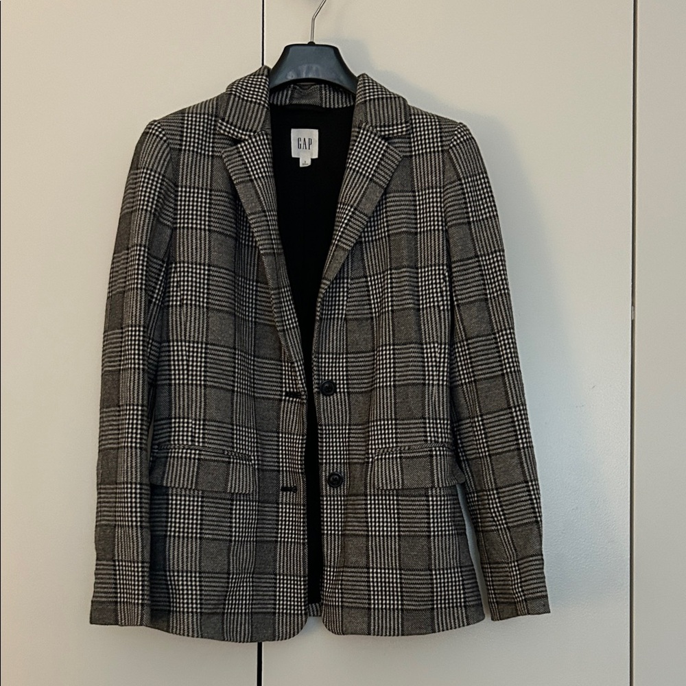 GAP Black and Gray Checkered Blazer
